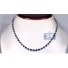 Womens Blue Sapphire Diamond Tennis Necklace 18K White Gold 16.5"