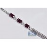 Womens Diamond Ruby Layered Tennis Necklace 18K White Gold 9.4ct