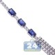 18K White Gold 11.70 ct Diamond Sapphire Layered Tennis Necklace