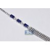 Womens Diamond Blue Sapphire Layered Necklace 18K White Gold