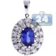 18K White Gold 1.55 ct Tanzanite Diamond Womens Halo Pendant