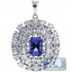 18K White Gold 2.67 ct Diamond Tanzanite Womens Halo Pendant