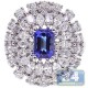 18K White Gold 2.57 ct Diamond Tanzanite Womens Cocktail Ring