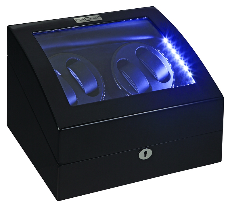 Diplomat Phantom Black Wood Quad Watch Winder 34511