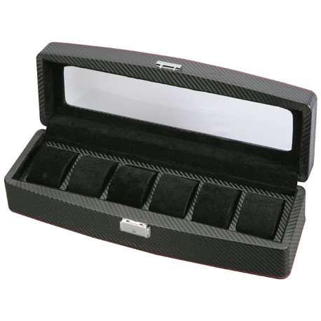 Diplomat Black Carbon Fiber Six Watch Display Box 31-447