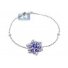 Womens Tanzanite Diamond Flower Bracelet 18K White Gold 1.59 ct
