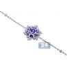 Womens Tanzanite Diamond Flower Bracelet 18K White Gold 1.59 ct