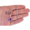 Womens Purple Amethyst Diamond Halo Pendant Necklace 18K Gold