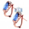 Womens Blue Topaz Diamond Huggie Earrings 18K Rose Gold 10.99 ct