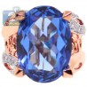 18K Rose Gold 13.97 ct Blue Topaz Diamond Womens Ring