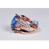 18K Rose Gold 13.97 ct Blue Topaz Diamond Womens Ring