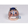 18K Rose Gold 13.97 ct Blue Topaz Diamond Womens Ring