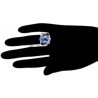 18K Rose Gold 13.97 ct Blue Topaz Diamond Womens Ring