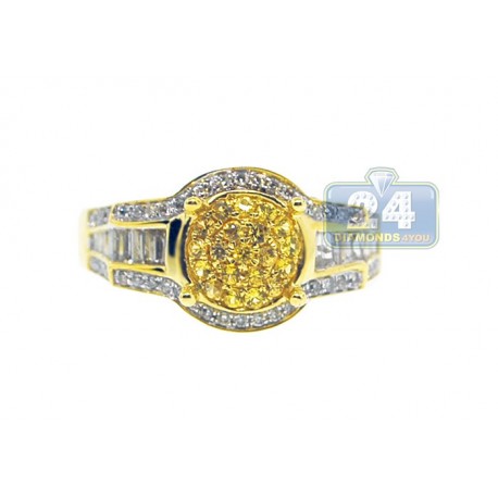 14K Yellow Gold 0.84 ct Sapphire Diamond Womens Engagement Ring