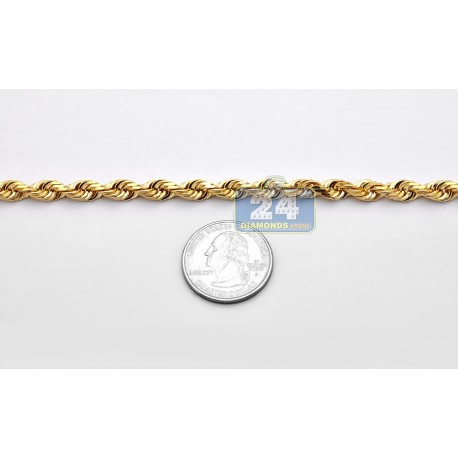 Men's & Women's 14k Solid Yellow Gold Rope Chain Necklace – 1.5mm To 6mm, 16-30 Inches