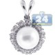 18K White Gold 0.48 ct Diamond 10 mm Pearl Womens Pendant