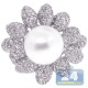 18K White Gold 1.66 ct Diamond 10 mm Pearl Womens Ring