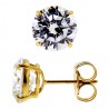 14K Yellow Gold 0.90 ct Round White CZ Push Back Womens Stud Earrings 5 mm