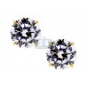 14K Yellow Gold 0.90 ct Round White CZ Push Back Womens Stud Earrings 5 mm