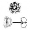 14K White Gold 0.50 ct Round CZ Push Back Stud Earrings 4 mm
