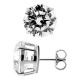 14K White Gold 13 ct Round CZ Push Back Stud Earrings 12 mm