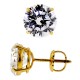 14K Yellow Gold .2 ct Round CZ Kids Screw Stud Earrings 3 mm