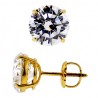 14K Yellow Gold 0.50 ct Round CZ Screw Back Womens Stud Earrings 4 mm