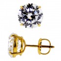 14K Yellow Gold 4.00 ct Round CZ Screw Stud Earrings 8 mm