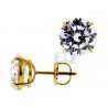 14K Yellow Gold 4.00 ct Round CZ Screw Back Womens Stud Earrings 8 mm