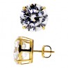 14K Yellow Gold 13.00 ct Round CZ Screw Back Mens Stud Earrings 12 mm
