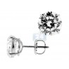 14K White Gold 4.00 ct Round CZ Screw Back Womens Stud Earrings 8 mm