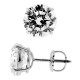 14K White Gold 7.60 ct Round CZ Screw Stud Earrings 10 mm