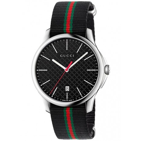 Gucci G-Timeless Web Nylon Black Dial Mens Watch YA126321