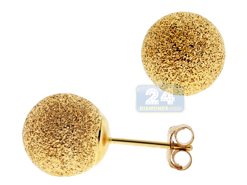 14k Yellow Gold Laser Cut Ball Stud Earrings