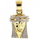 10K Yellow Gold 0.80 ct Diamond Jesus Christ Face Pendant