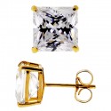 14K Yellow Gold 1.40 ct Princess CZ Push Back Stud Earrings