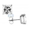 14K White Gold 3.90 ct Princess CZ Push Back Womens Stud Earrings