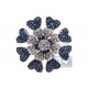 14K White Gold 1.00 ct Diamond Blue Sapphire Flower Ring