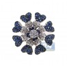 14K White Gold 1.00 ct Diamond Blue Sapphire Flower Cocktail Ring