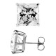 14K White Gold 11.10 ct Princess CZ Push Back Stud Earrings