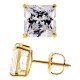 14K Yellow Gold 0.40 ct Princess CZ Screw Kids Stud Earrings