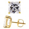 14K Yellow Gold 0.40 ct Princess CZ Screw Back Kids Stud Earrings