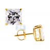 14K Yellow Gold 0.80 ct Princess CZ Screw Back Womens Stud Earrings