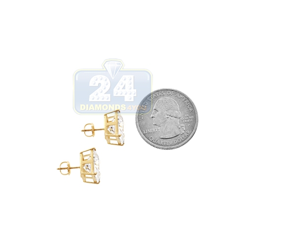 thumbnail image 2 of Square Princess Cut Cz 14k Gold Plated 925 Sterling Silver Unisex Stud Screw Back Earrings 2 of 11