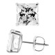 14K White Gold 0.40 ct Princess CZ Kids Screw Stud Earrings