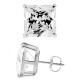 14K White Gold 11.10 ct Princess CZ Screw Back Stud Earrings