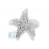 14K White Gold 1.24 ct Diamond Womens Starfish Ring