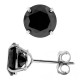 14K White Gold 0.20 ct Black Round CZ Push Stud Kids Earrings 3 mm