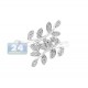 14K White Gold 0.14 ct Diamond Womens Double Leaf Ring