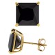 14K Yellow Gold Black Square CZ Push Back Stud Womens Earrings 4-7 mm